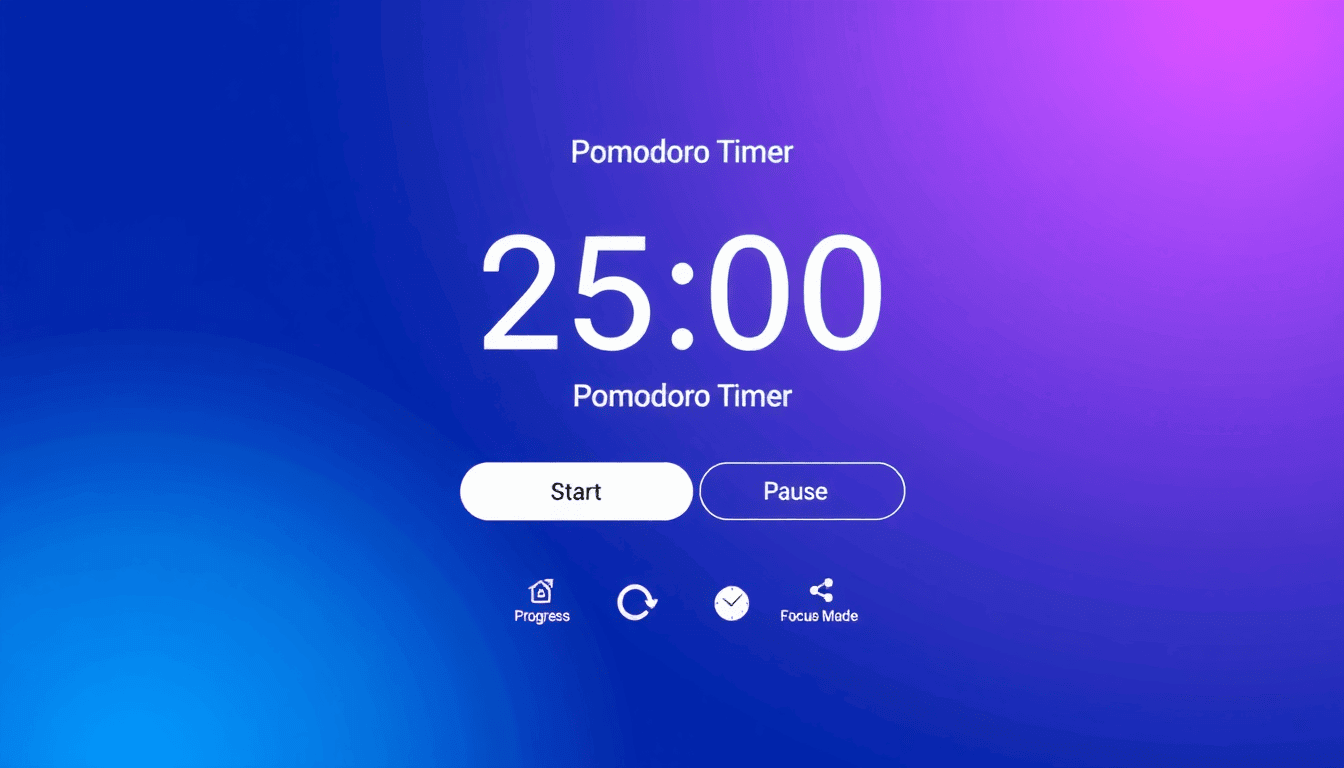 Free online Pomodoro timer interface for focused study sessions and productivity