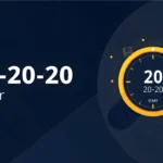 Person taking a break from computer screen using 20-20-20 timer to reduce eye strain and improve focus