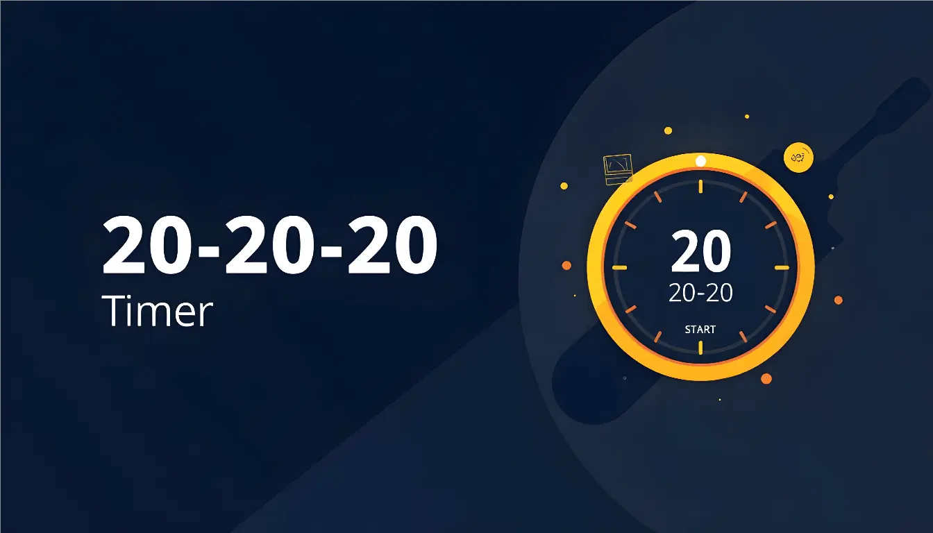 Person taking a break from computer screen using 20-20-20 timer to reduce eye strain and improve focus